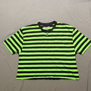 Green Striped Crop Top